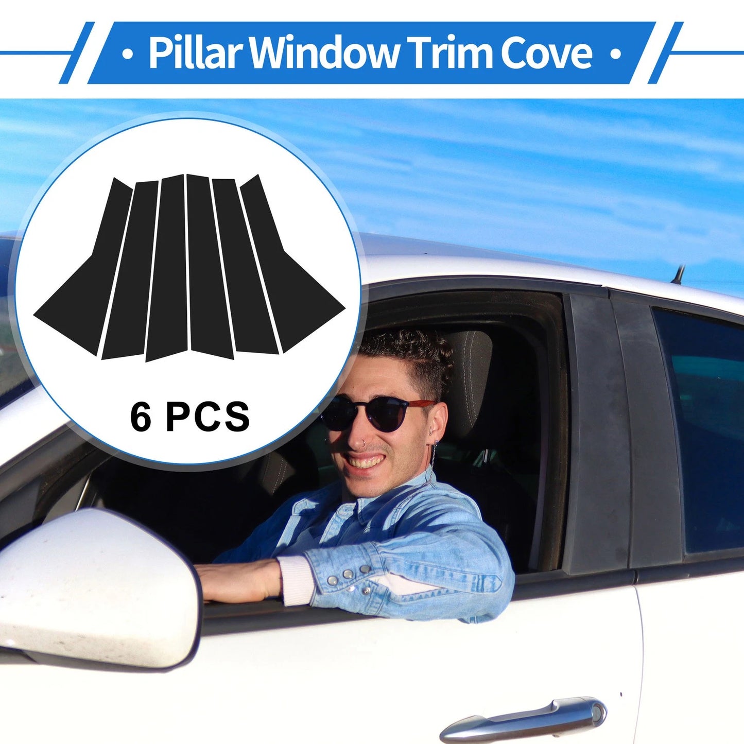6 Pcs Door Pillar Window Trim for Land Rover Range (2014-2021) Black