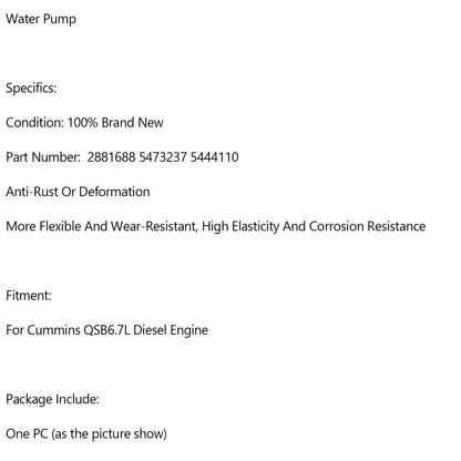 Water Pump for Cummins QSB6.7L Diesel Engine (2013-2023)