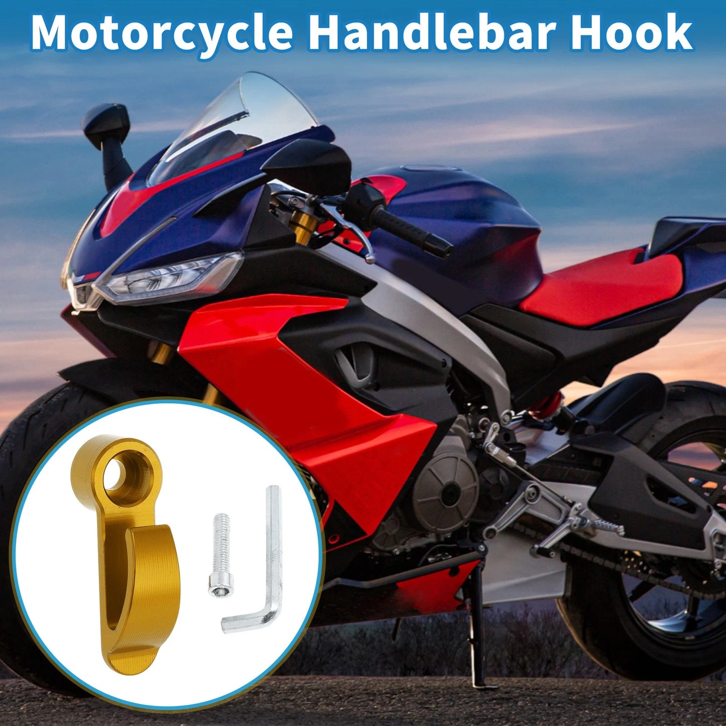 Handlebar Hook CNC Aluminum Gold Tone for Motorcycle