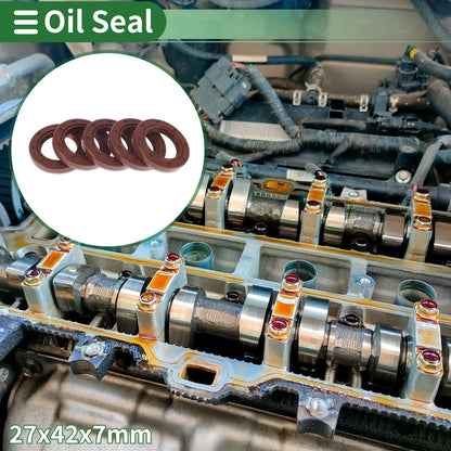 Oil Seal 27x42x7mm Seal Ring Rotary Shaft Seal FKM Rubber 5 Pcs for Cars