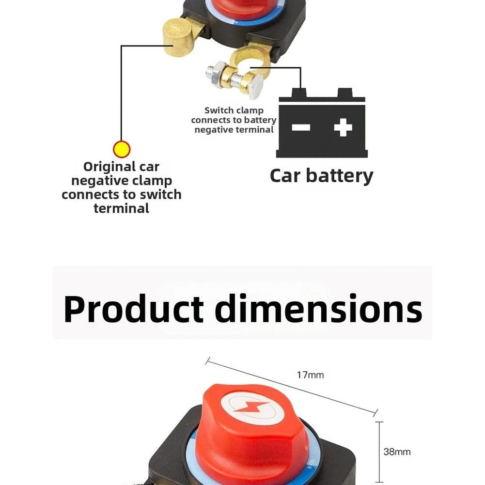 12V/24V Battery Disconnect Switch Power Shut Off for Cars/SUVs/Trucks/Boats