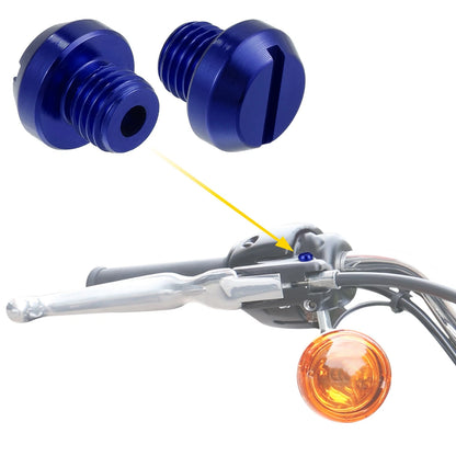 2 x Mirror Hole Plugs Screws Caps Negative Blue for Universal M10 Motorcycle
