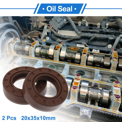 Oil Seal 20x35x10mm Brown 2 Pcs Seal Ring for Make Model