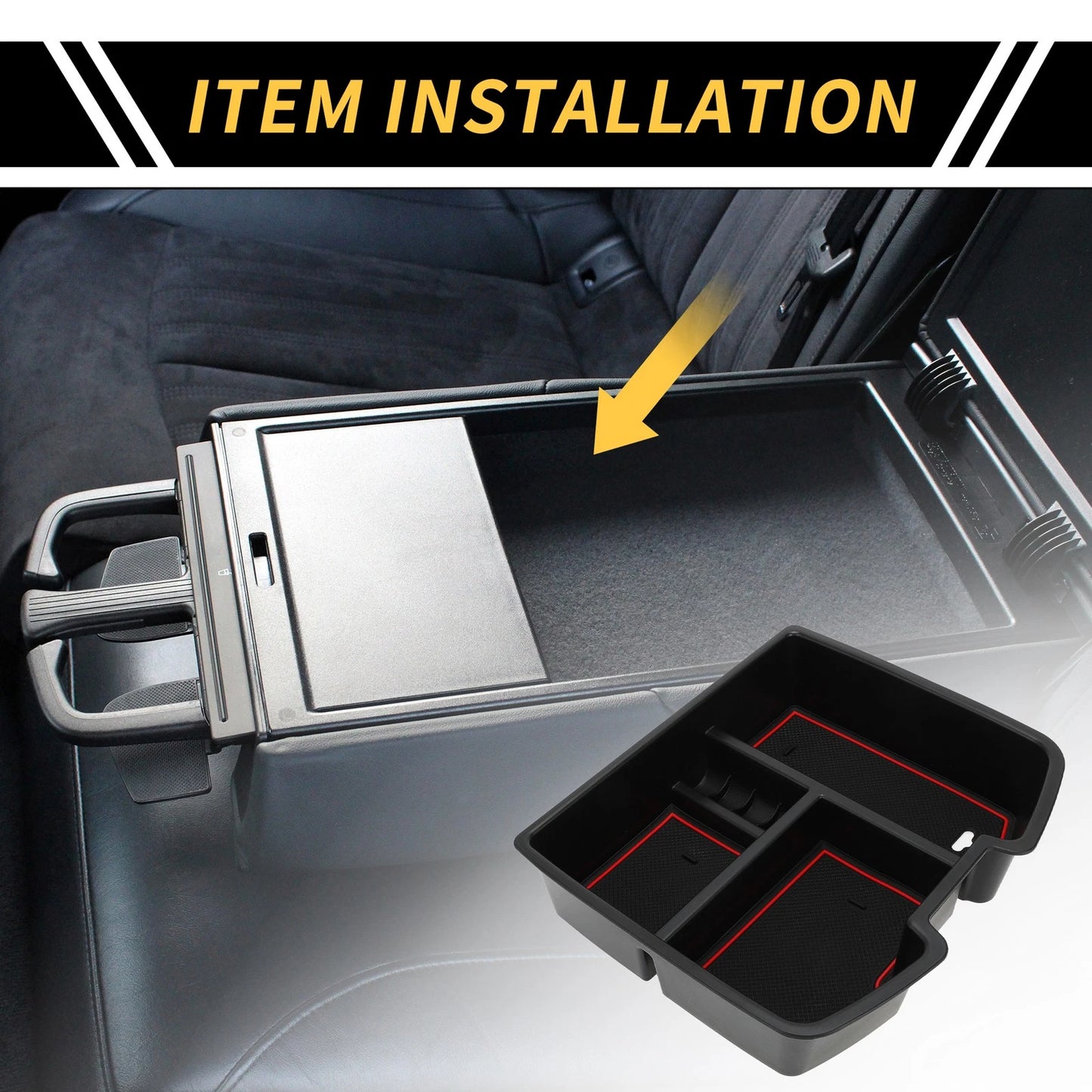 Center Console Organizer Tray for Chevy Silverado 1500, GMC Sierra Black Red