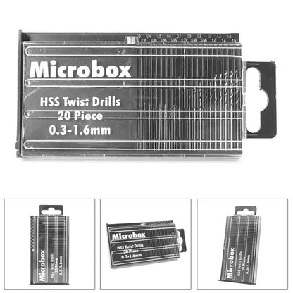 HSS Mini Micro Twist Drill Bit Set 20 x 0.3-1.6mm for Craft Tool with Case