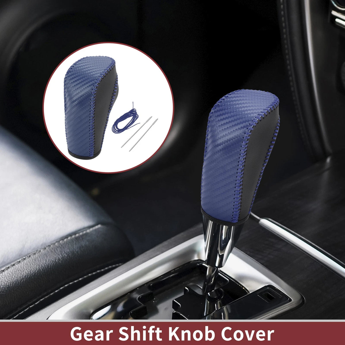 Blue Faux Leather Gear Shift Knob Cover for Ford Fiesta (2009-2012)