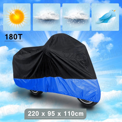180T Black+Blue Outdoor Motorcycle Cover for Kawasaki Ninja 250 250R EX250