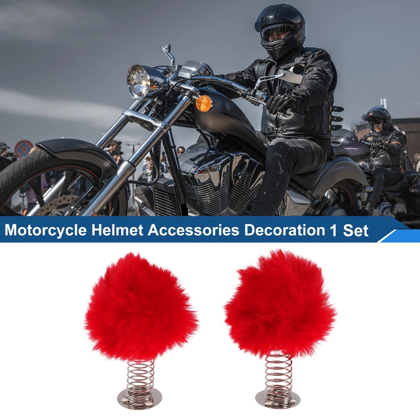 Decoration 2 x Red Plush Iron for Motorcycle Helmet