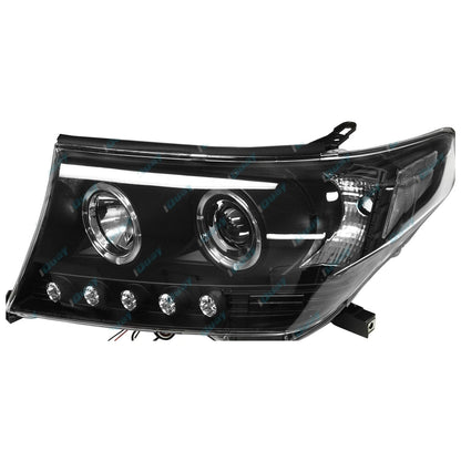 Angel-eye Projector LED BLACK Headlights for Toyota Landcruiser 200 07-15