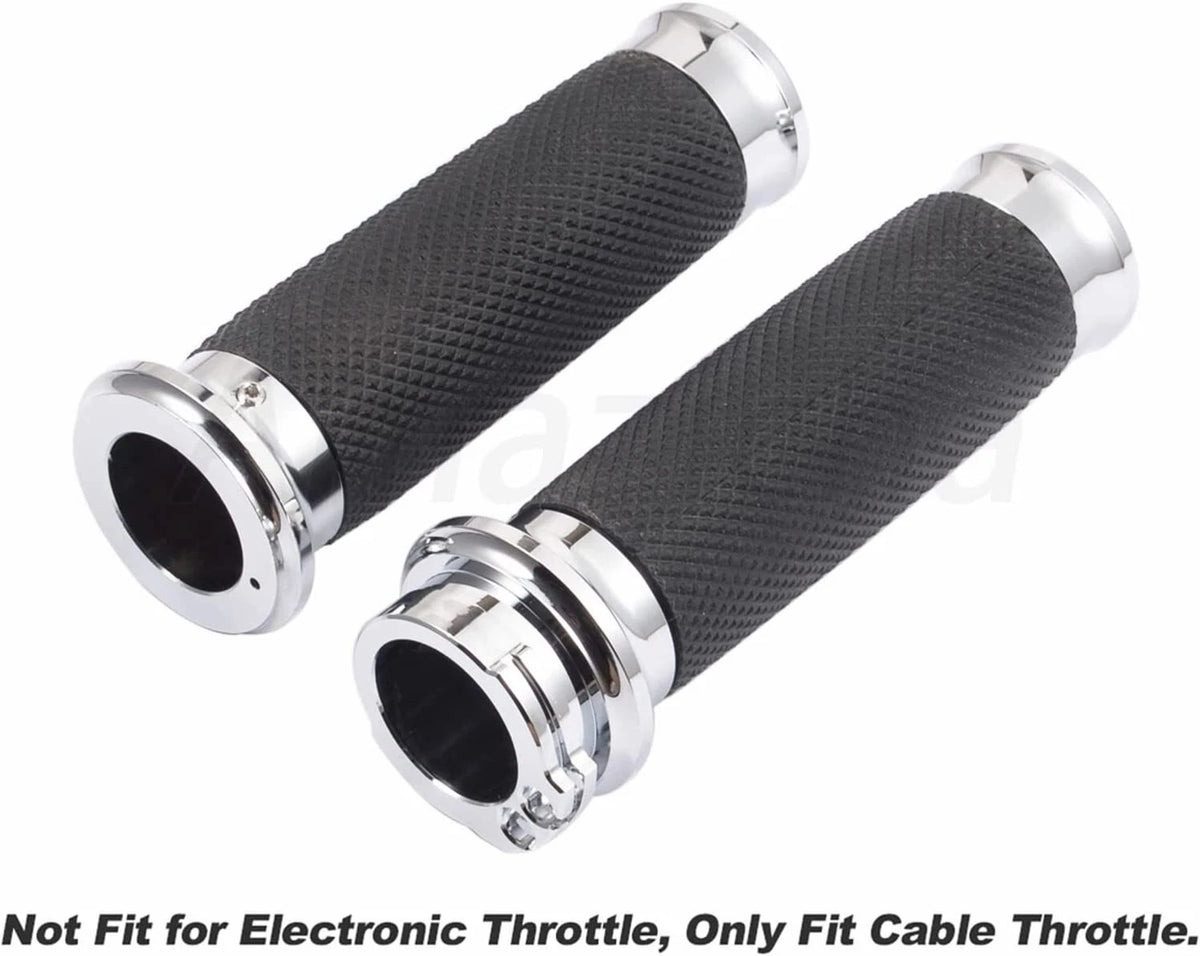 Chrome 1" Handlebar Grips for Harley Touring Sportster 883 1200 (2004-2023)
