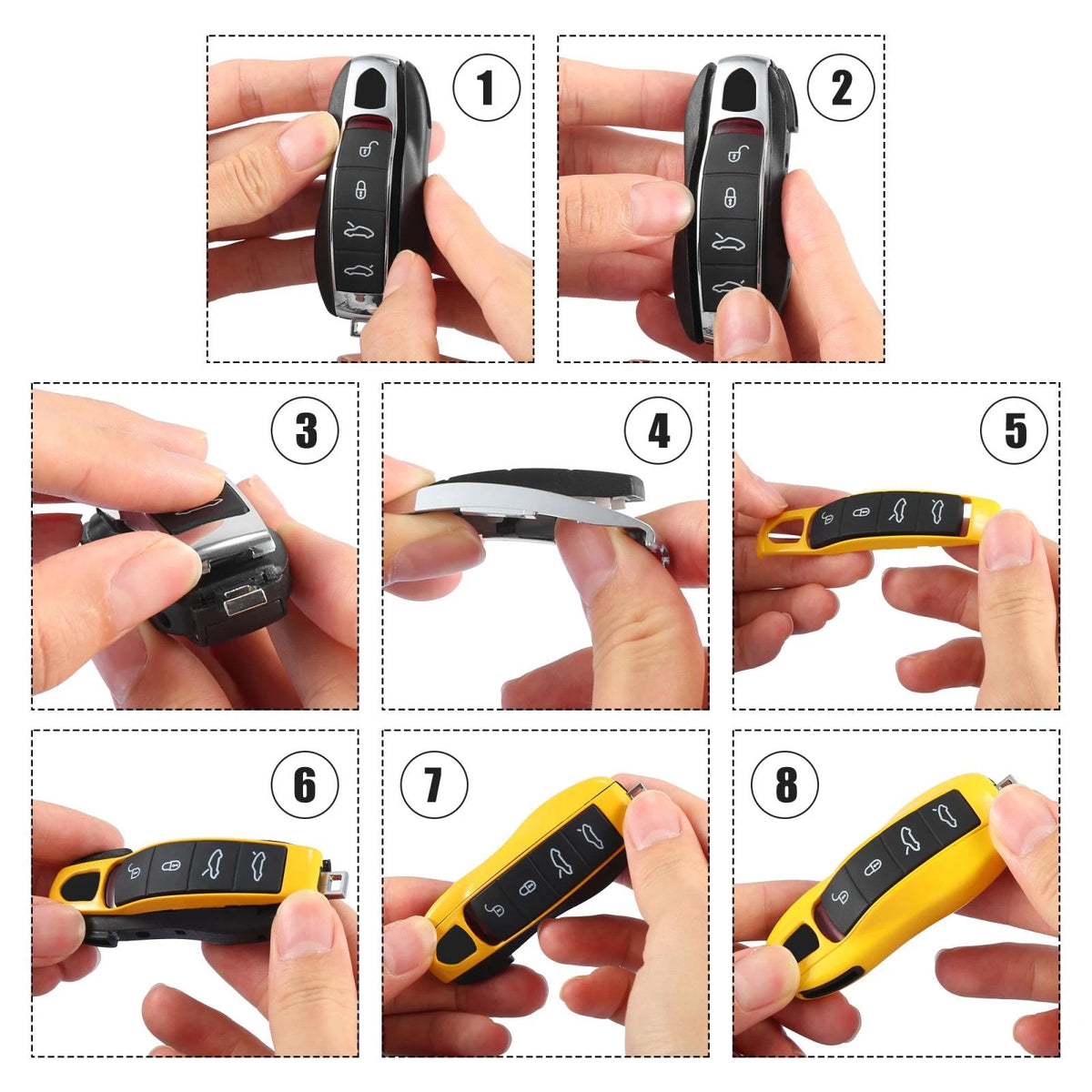 Car Remote Key Fob Cover Case Kit for Porsche Cayenne Macan (2014-2023)