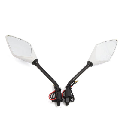 2 x Integrated LED Turn Signal Side Mirrors 10MM for Universal Motorcycle Dirt Bike