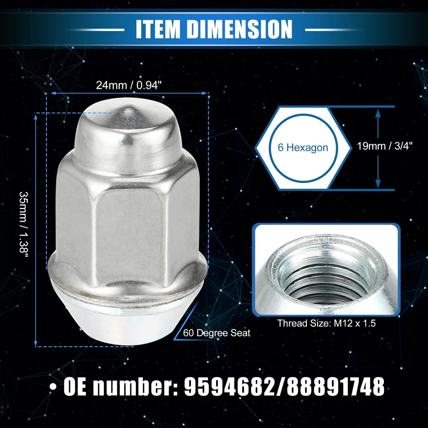 20pcs Wheel Lug Nuts for Chevrolet Malibu Impala
