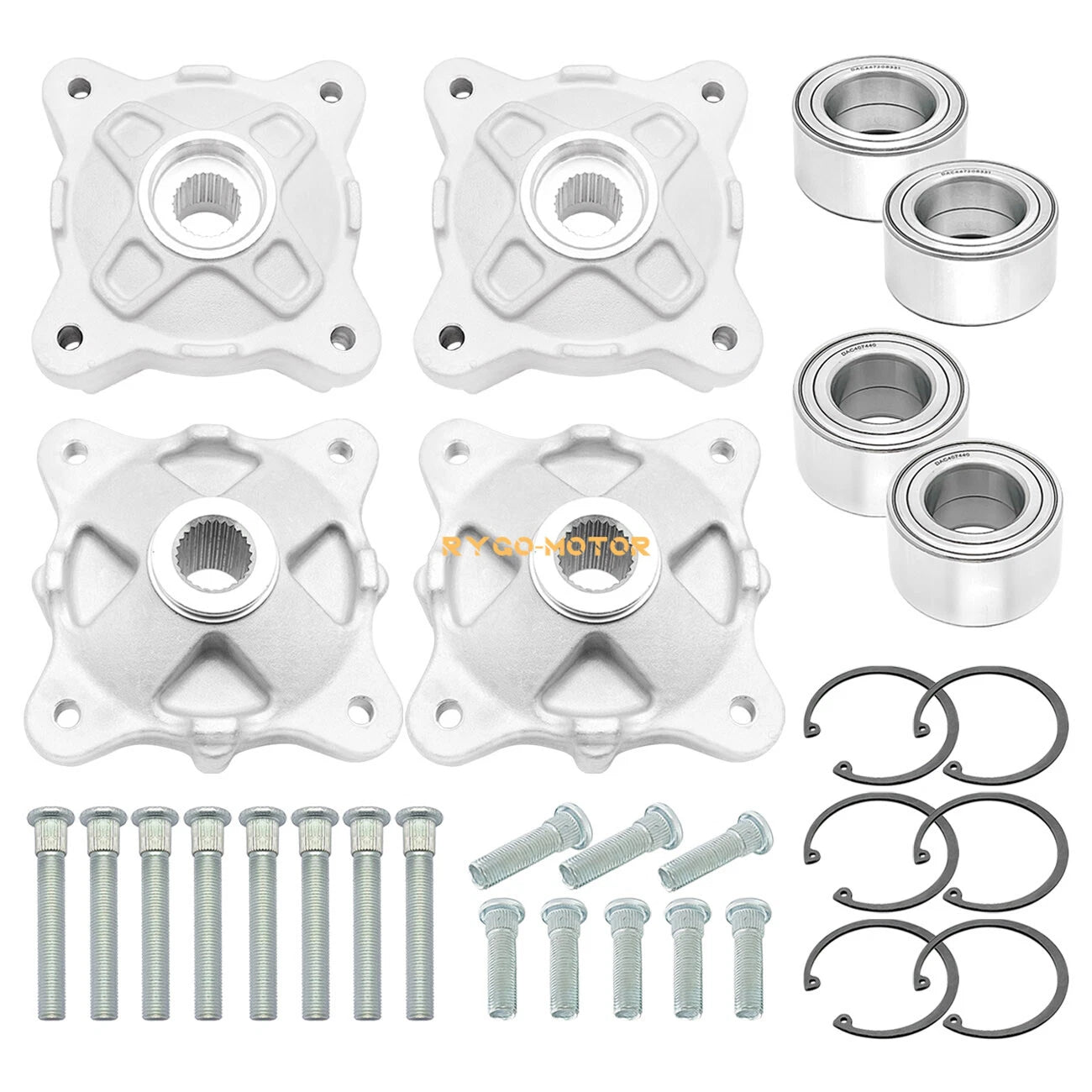 Front & Rear Hubs & Bearings & Studs Kit for Polaris RZR 800 (2008–2014)