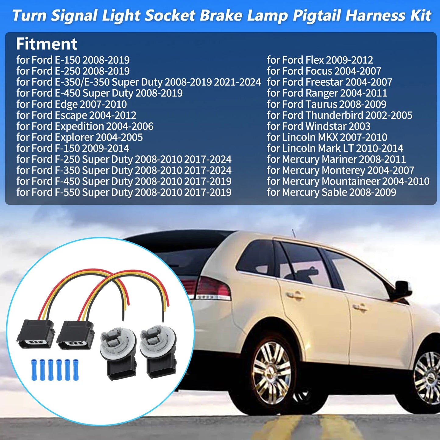 Turn Signal Light Socket Pigtail Harness for Ford F-150, Focus (2004-2014)