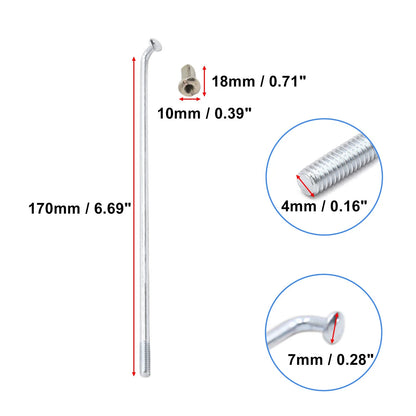 4mm Thread 170mm Motorcycle Wheel Spokes w Nipples for Make Model