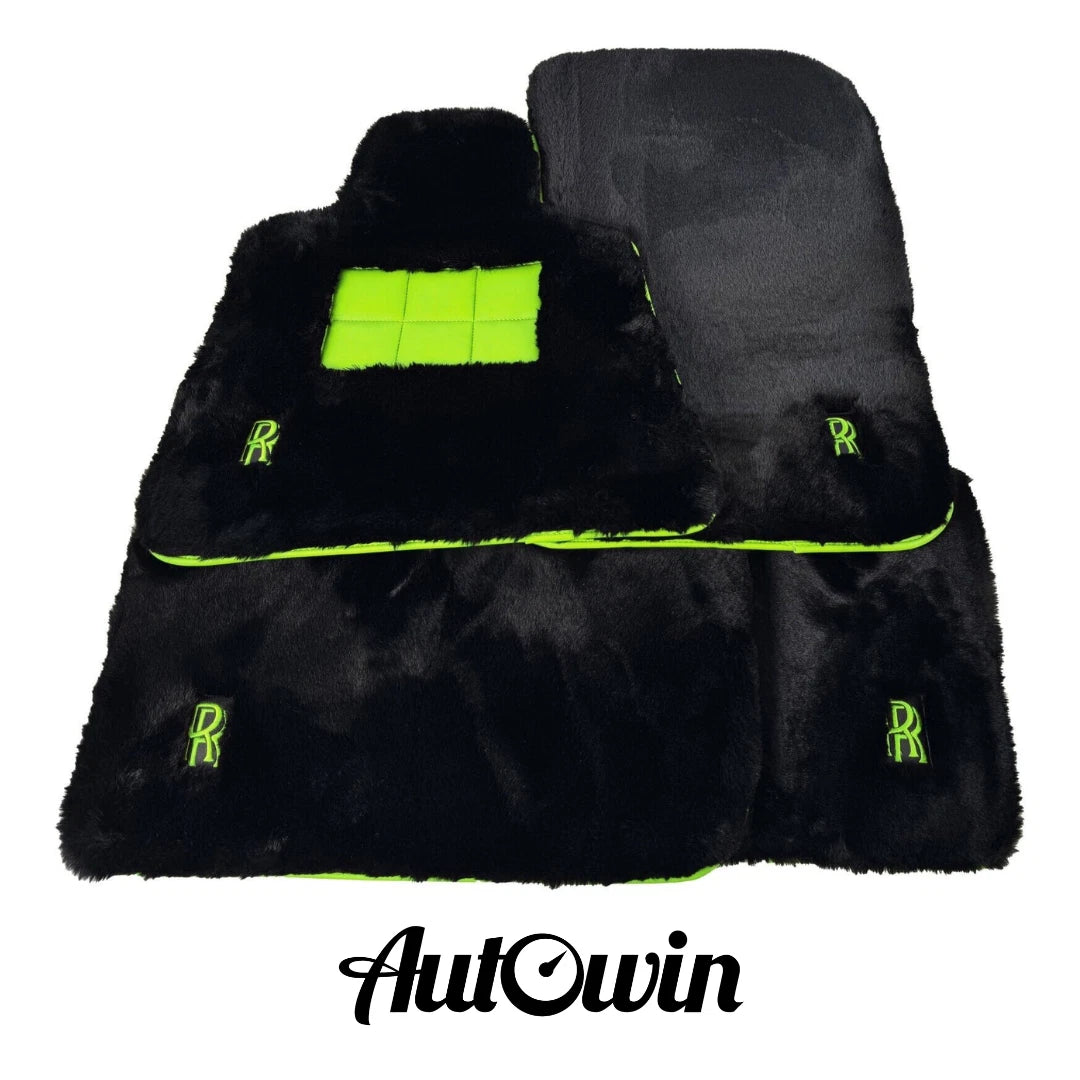 Sheepskin Car Floor Mats for Rolls Royce Ghost Series I (2010-2014) - Green Leather