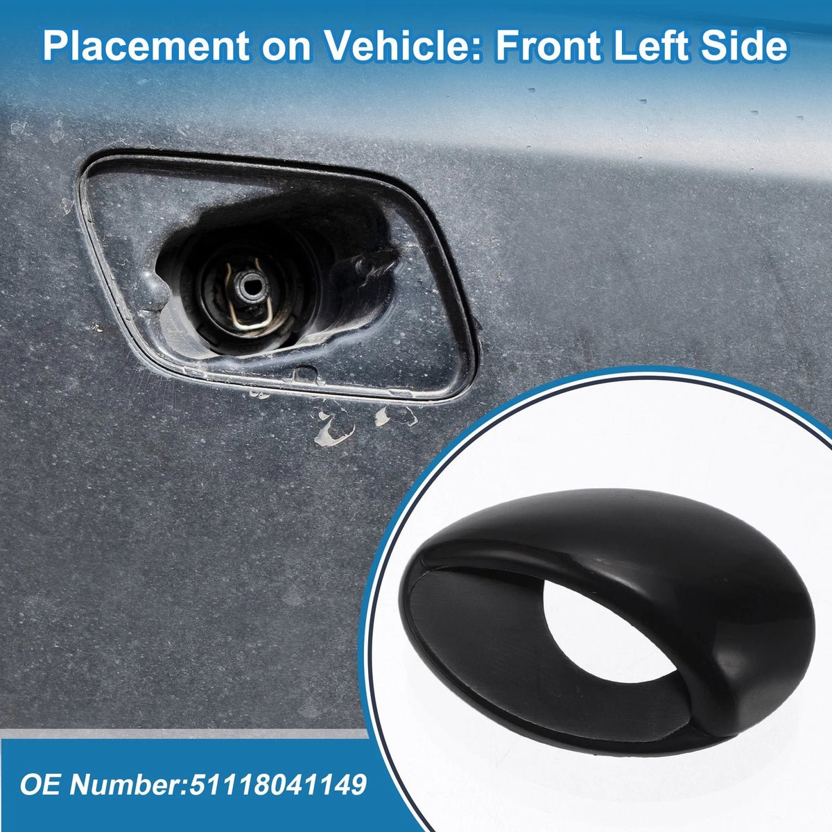Bumper Headlight Washer Nozzle Cover for BMW M3 (2008-2013) Unpainted Black