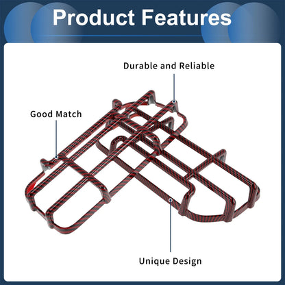 Car Front Left & Right Headlight Trim Bezels for Ford (Carbon Fiber, Red)