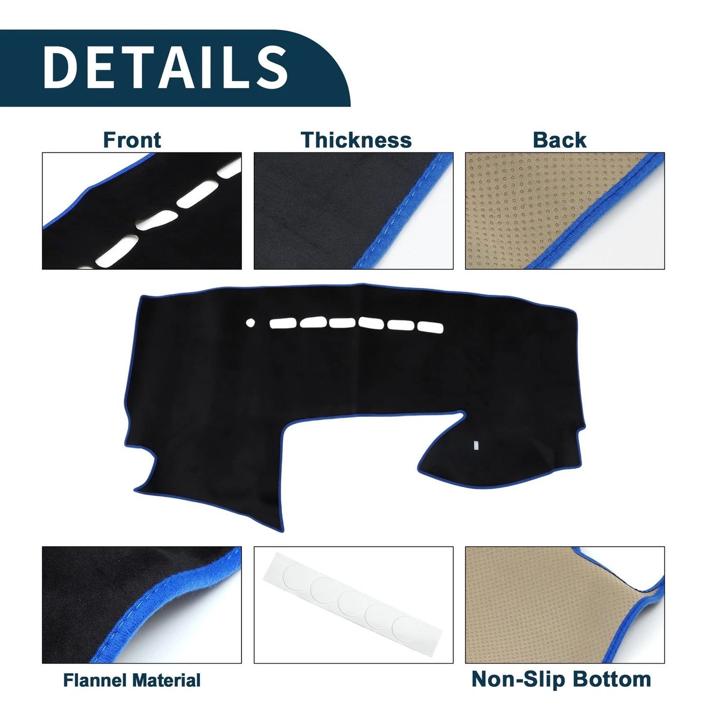 Dashboard Cover Mat for Mazda Premacy MK3 Sun Protector Black Blue (2005-2016)