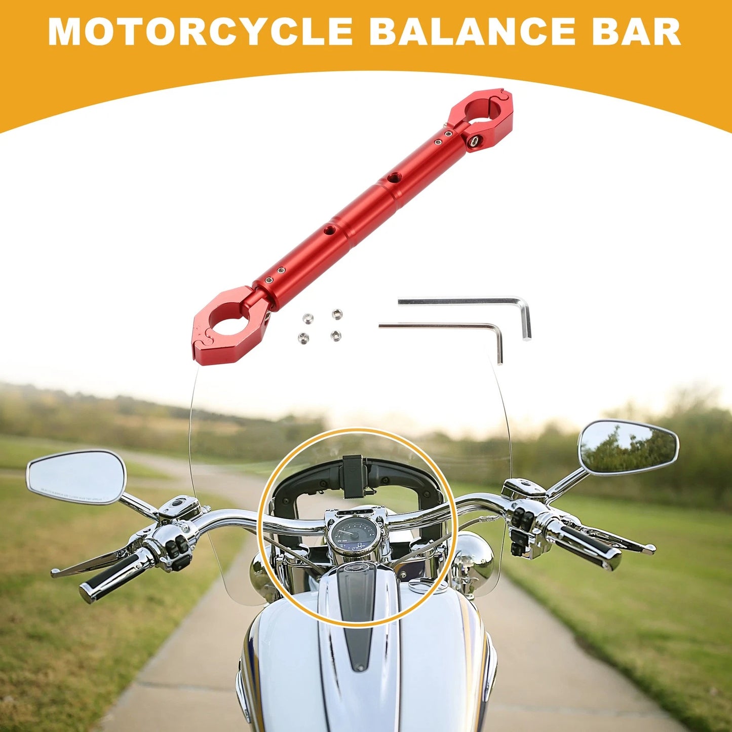 1 Set Universal Balance Bar for Motorcycle Handlebar Aluminum Alloy Red