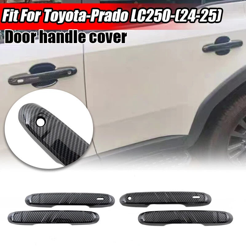 4 x Carbon Black Outside Door Handle Trims for Toyota Prado Land Cruiser (2024-2025)