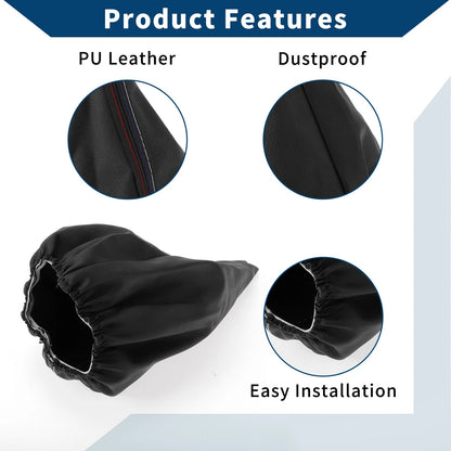 1 x Gear Shift Stick Gaiter Black Three-Color Lines Leather for BMW E30