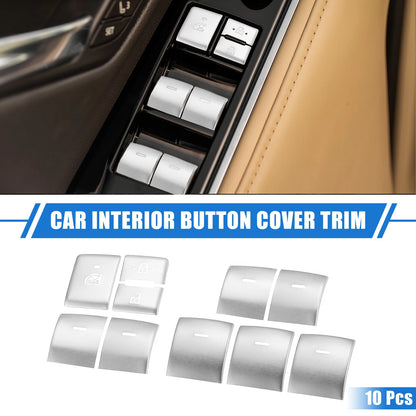 10 x Car Window Switch Button Covers for Toyota Highlander (2020-2022) Silver
