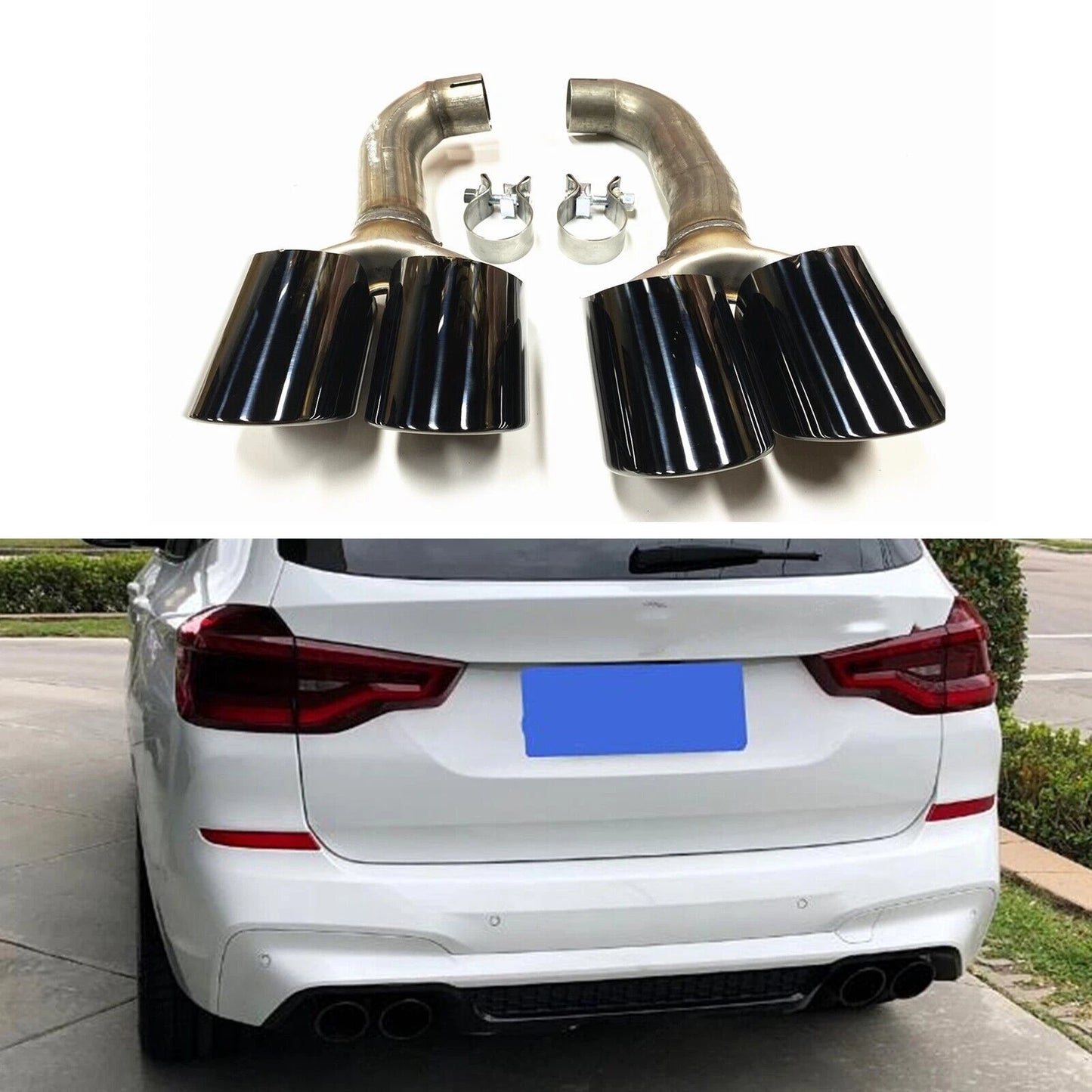 Rear Bumper Exhaust Tips for BMW X3M X4M (2018-2020)