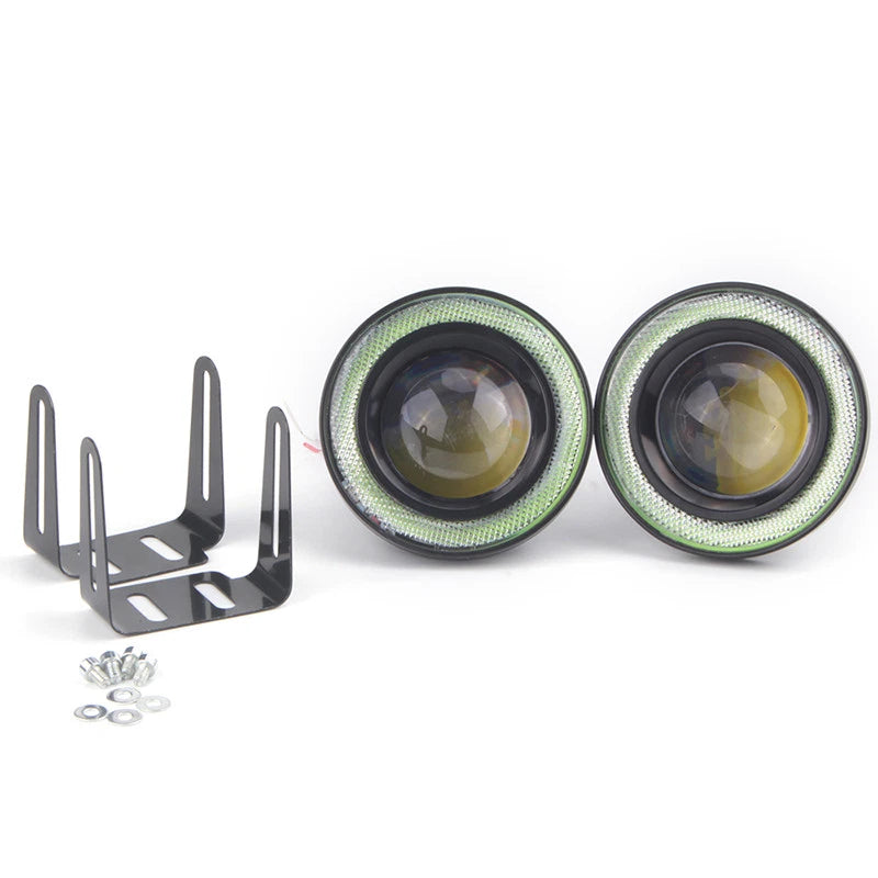 2 x 2.5" LED Fog Lights Round Green COB Angel Eyes Halo for Car Truck