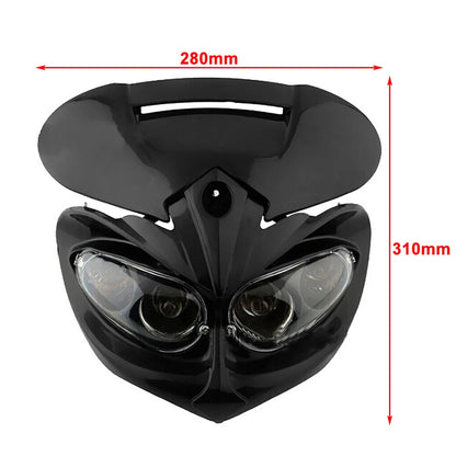 Universal Street Fighter Headlight Fairing Indicators for Motorcycle - Black Plastic