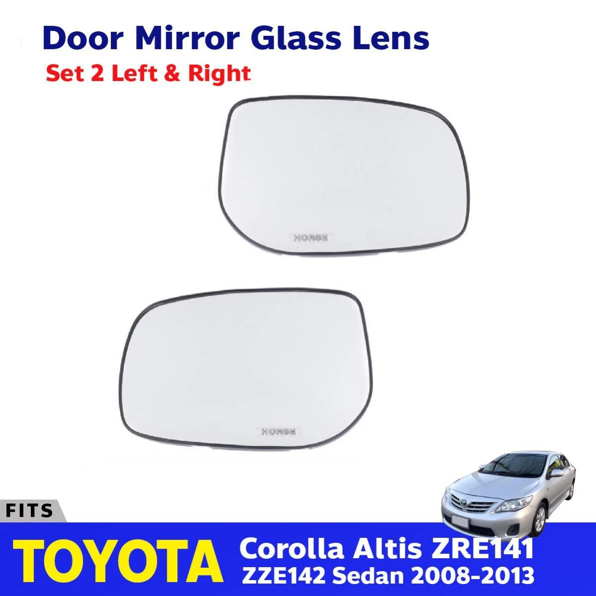 Side Door Mirror Glass Lens Fits Toyota Corolla Altis E140 4D SED 2008-13 D06