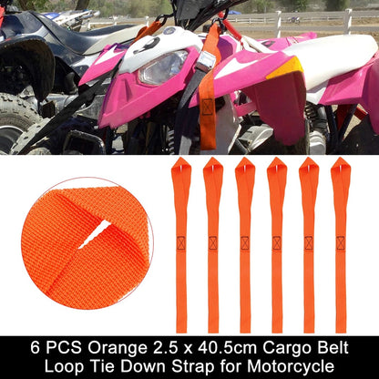 Cargo Belt Loop Tie Down Strap 2.5 x 40.5cm Orange for Motorcycle