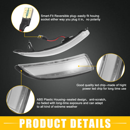 Mirror Turn Signal Light for Ford (Plastic Black Clear) 1 Pair