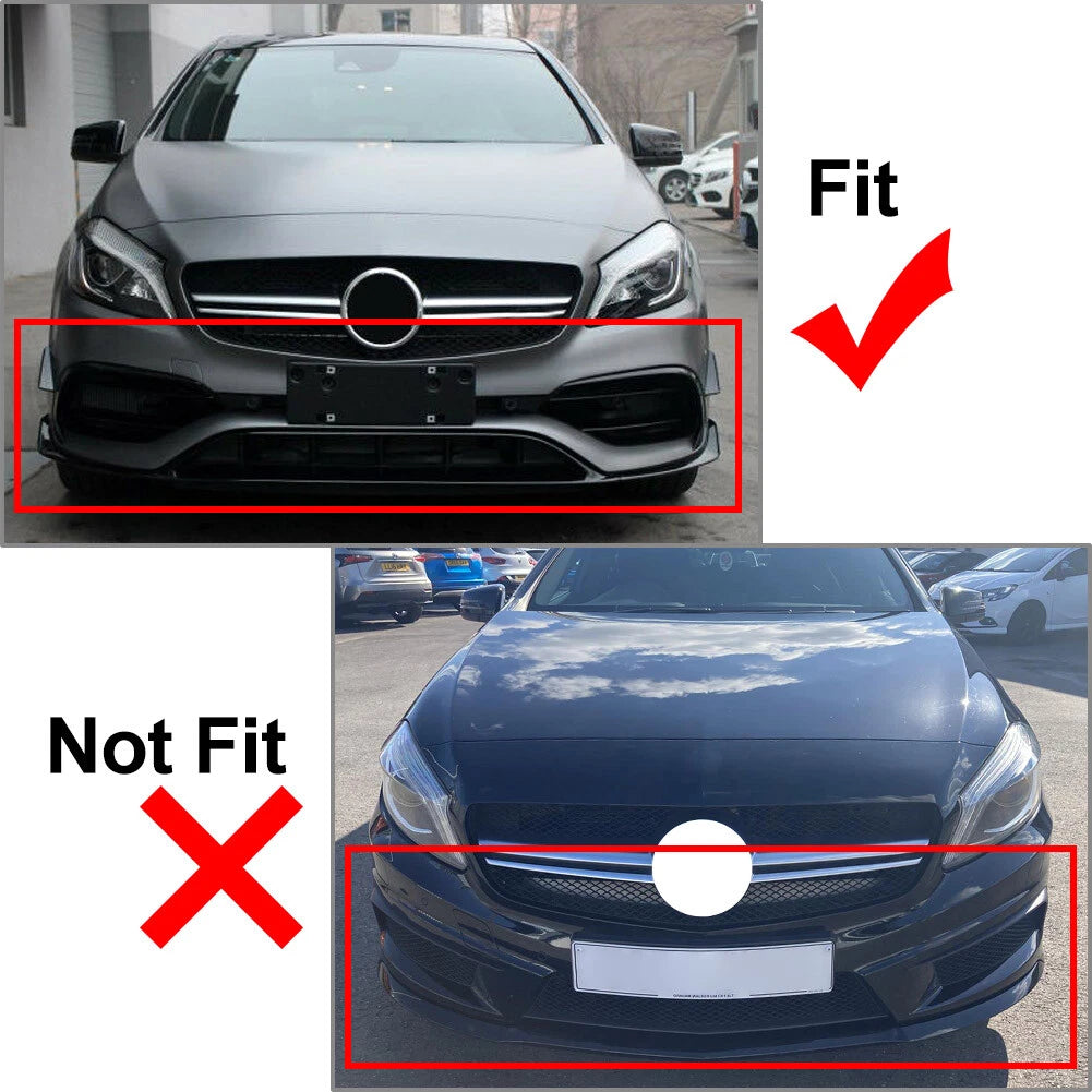 2 x Front Bumper Lip Splitter Spoiler for Mercedes Benz A-Class W176 (2016-2018)