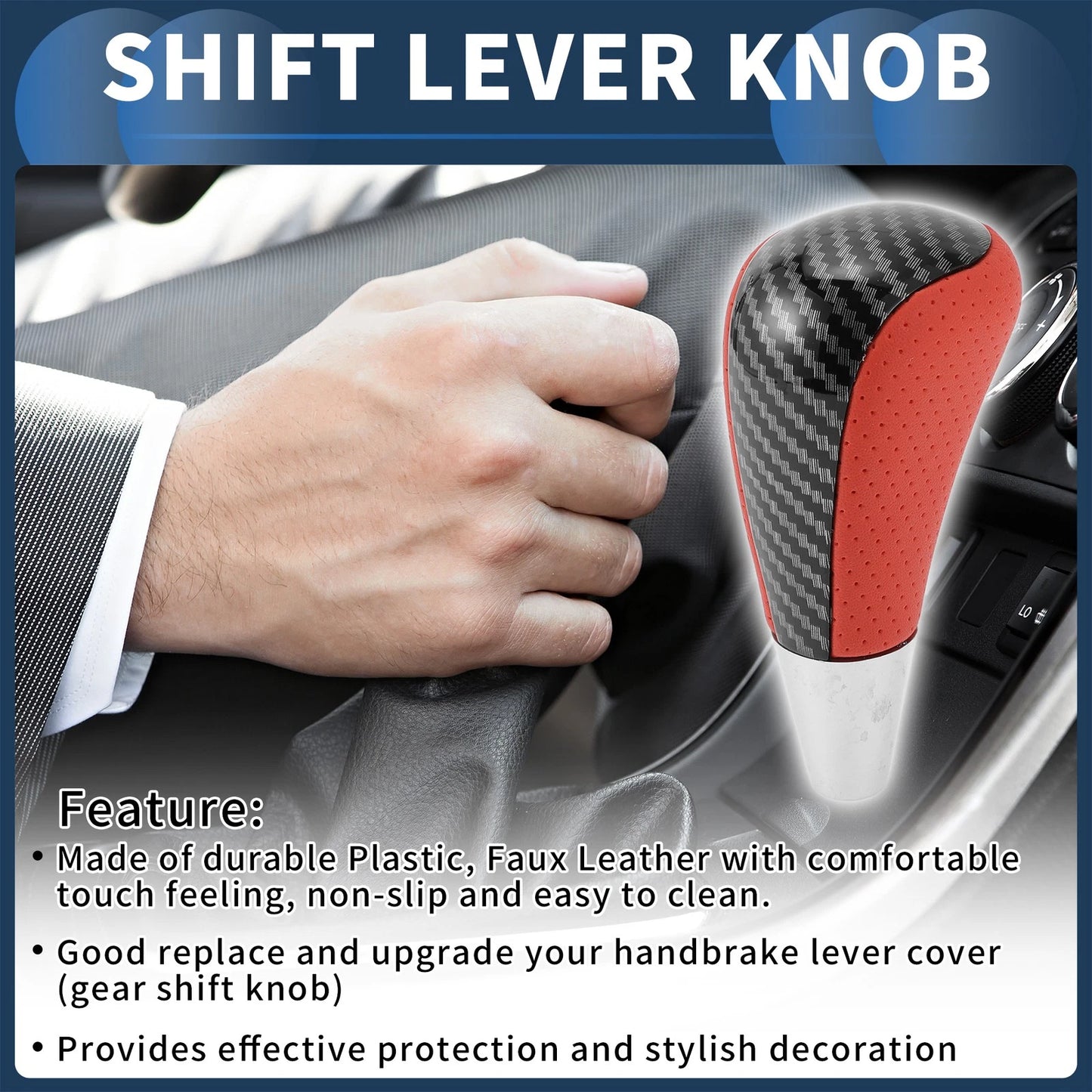 Automatic Gear Shift Knob for Toyota 4Runner 2003-2021 Faux Leather Black Red
