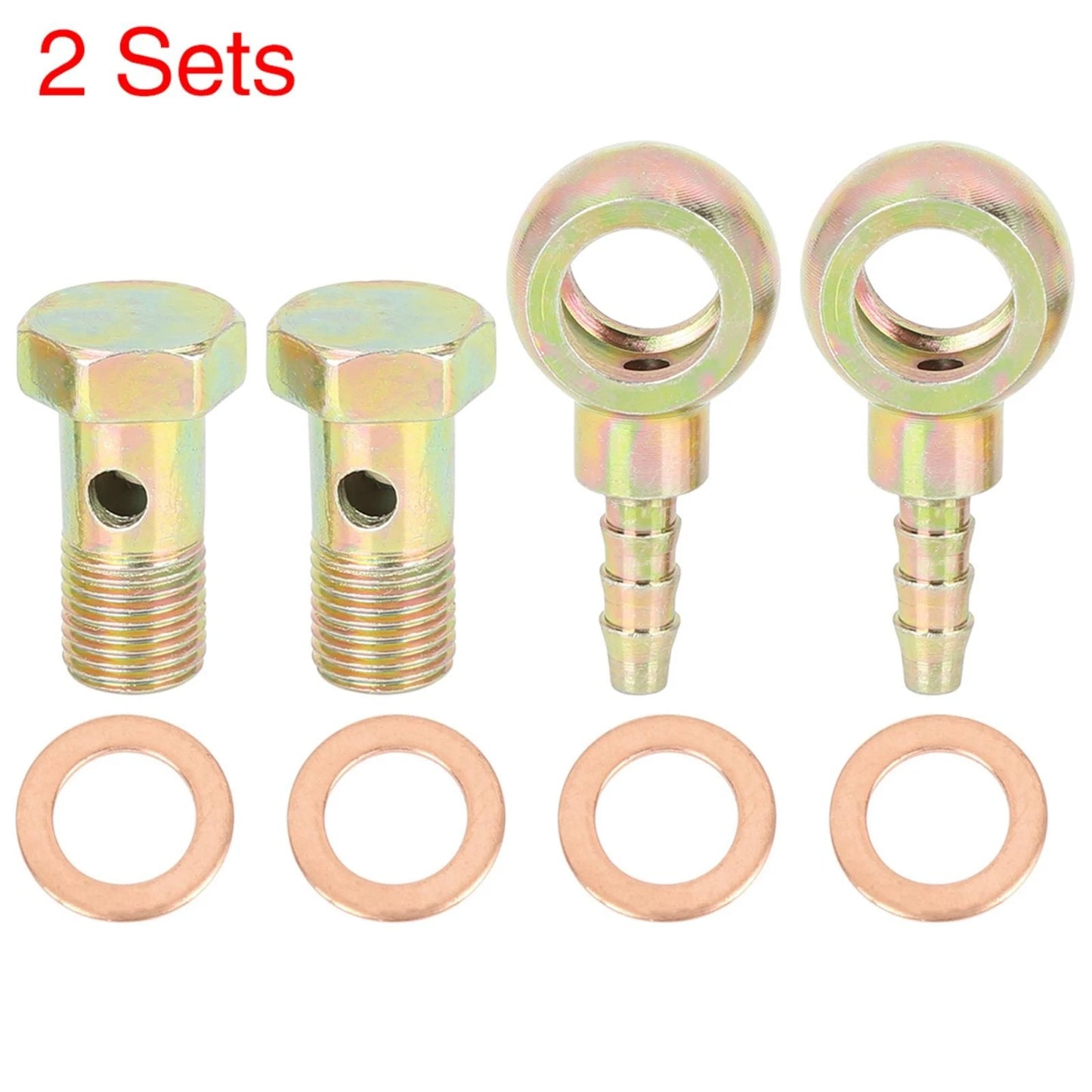 2 x 10mm Banjo Hose Barb Bolt Fittings Banjo Bolt Washer Kit for Motorcycle
