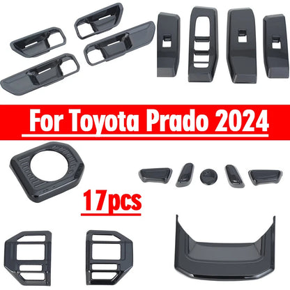 17x Black Interior Accessories Cover Trim Panel for Toyota Prado (2024–2025)
