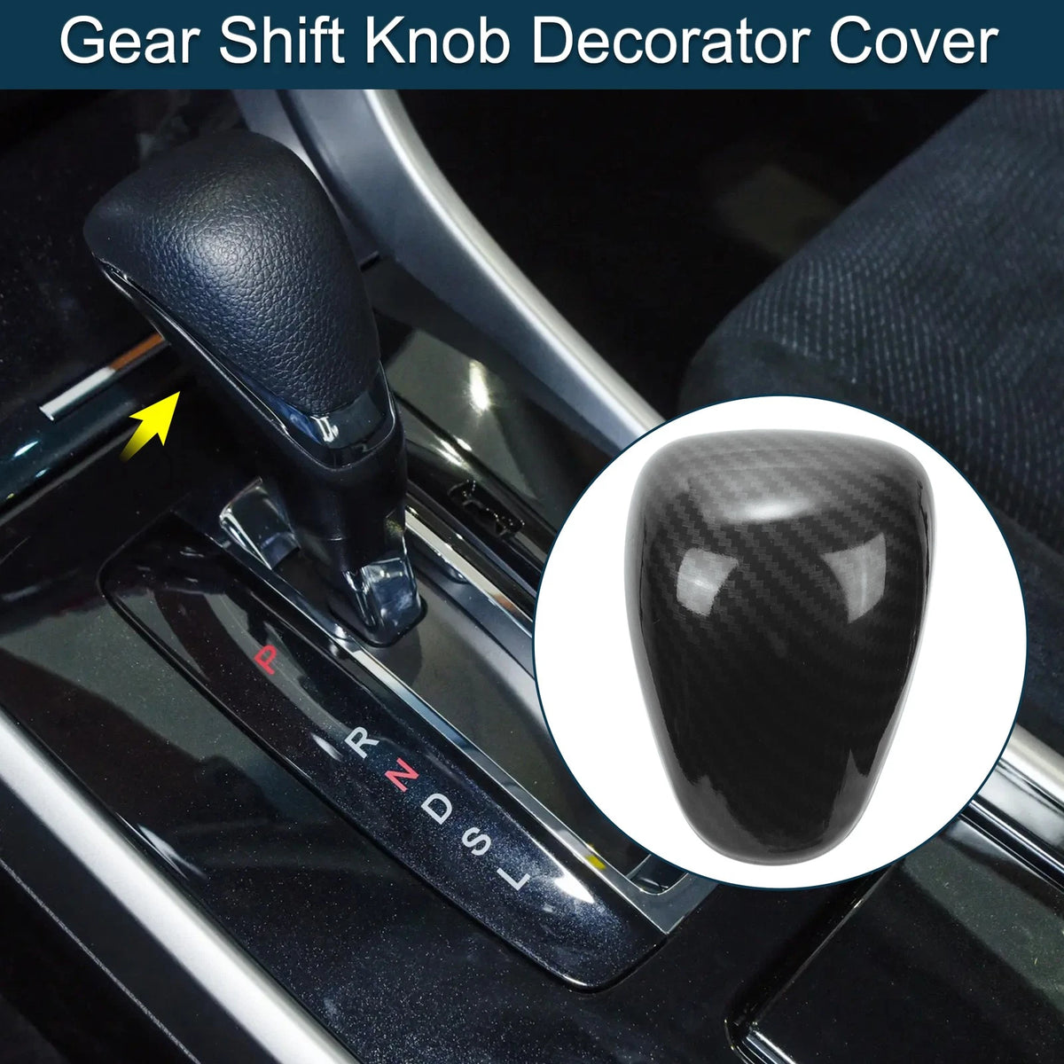 Gear Shift Knob Cover for Honda Accord 2013-2017 Carbon Fiber Black