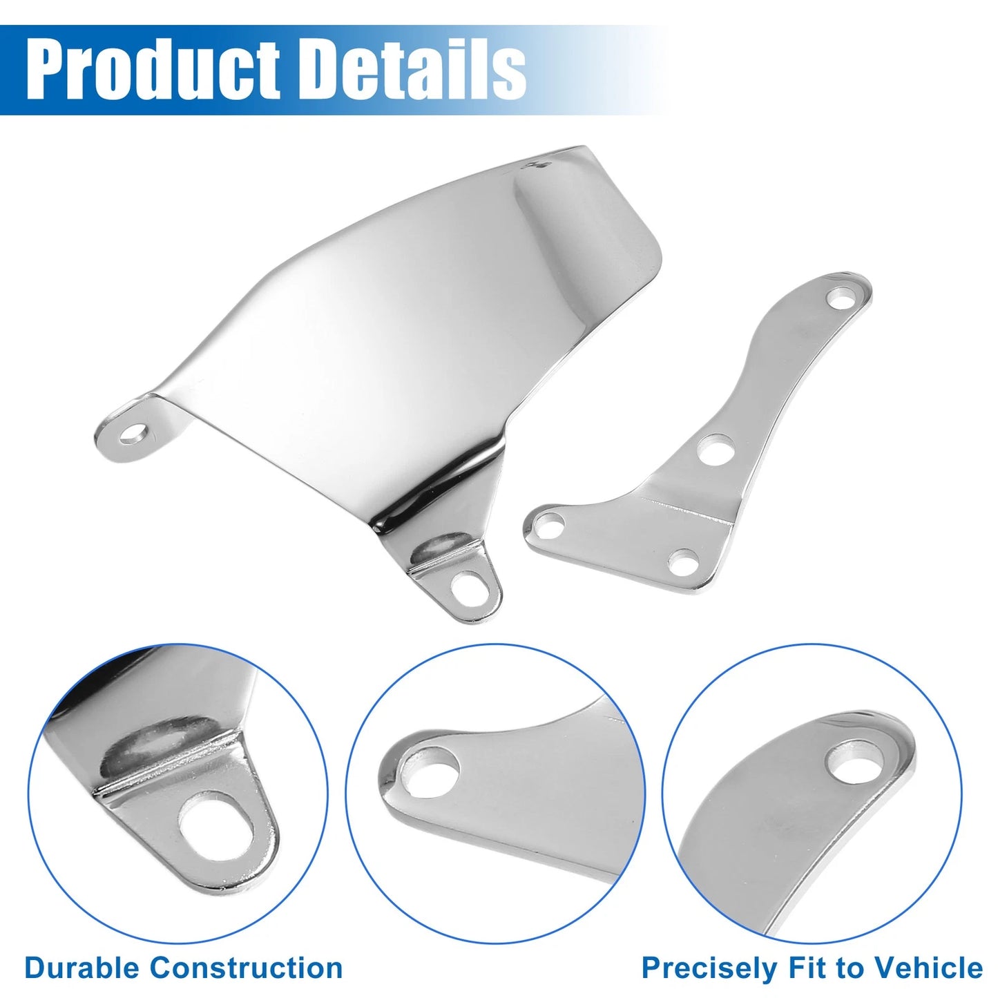 Polished Long Water Pump Alternator Bracket Kit for Chevy SBC 305