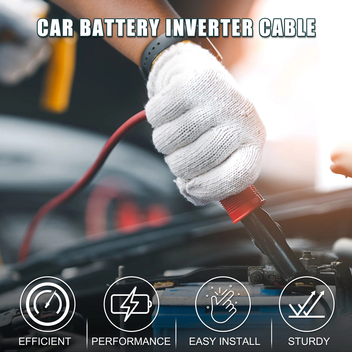 Cable 8AWG 7ft Marine Battery Inverter Copper Wire Black for Marine Boat