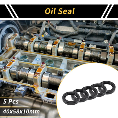 Oil Seal 40x58x10mm Seal Ring Rotary Shaft Seal NBR Rubber Black 5 pcs