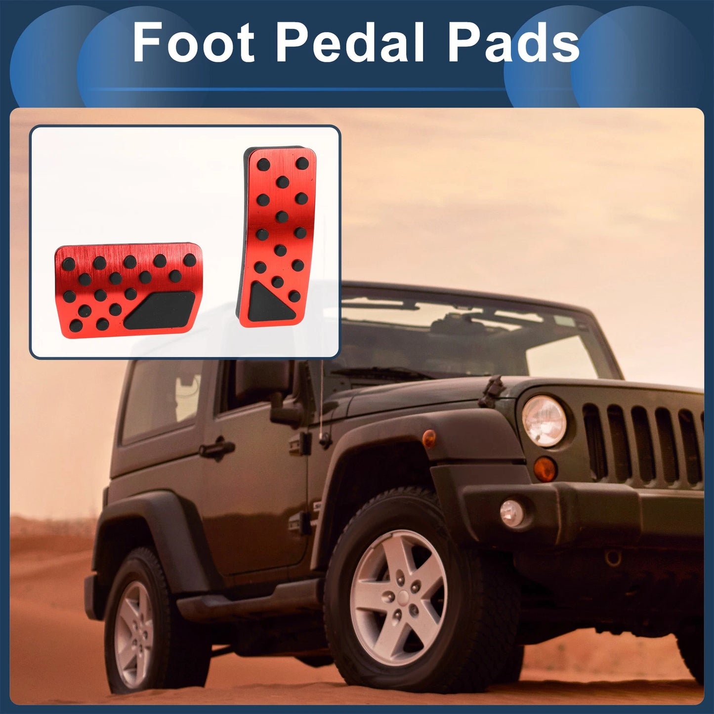 Automatic Foot Accelerator Pedal Covers  for Jeep Wrangler (2018-2024) Red
