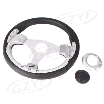 13" Racing Steering Wheel Leather PVC w/ Horn Button for Universal Car