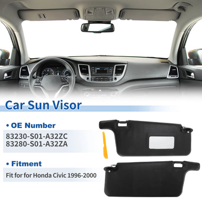 Left & Right Sun Visors for Honda Civic (1996-2000) Black  No.83230-S01-A32ZC