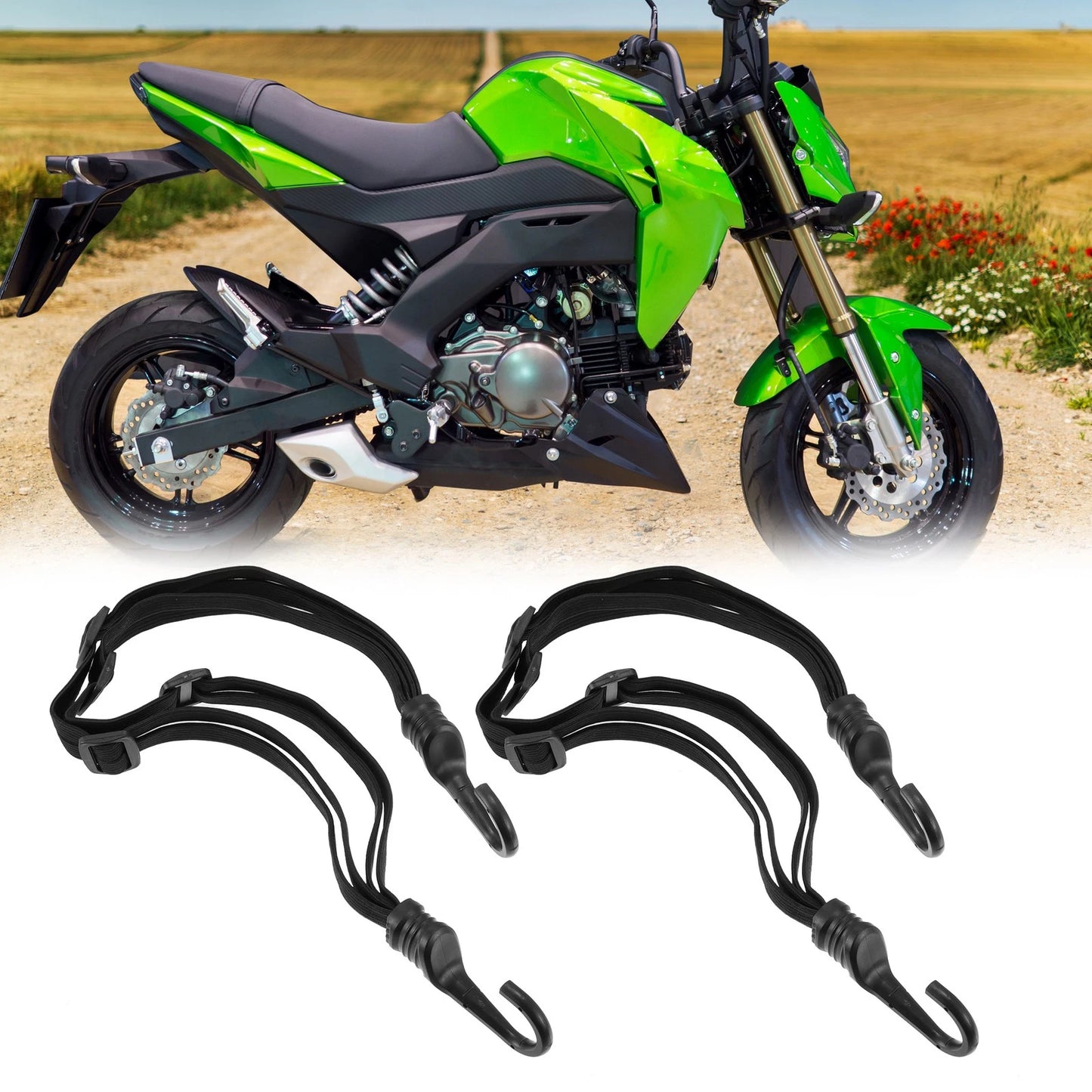 2 x 40cm Elastic Luggage Cargo Net, 60cm Helmet Net for Motorcycle Black