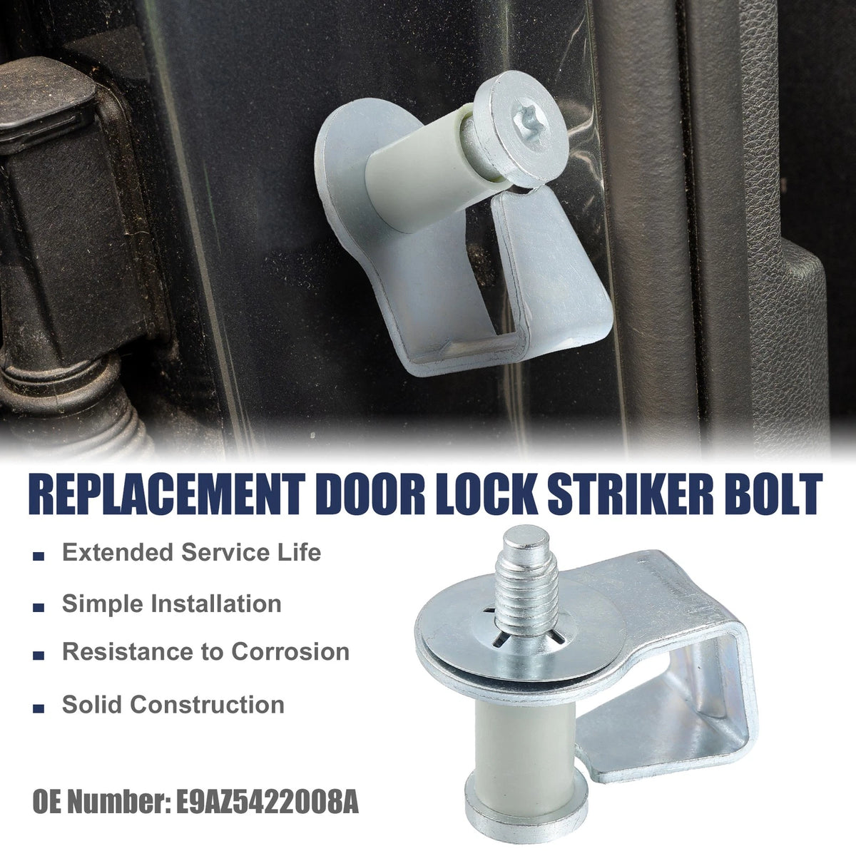 Car Door Latch Lock Striker Bolts for Ford Bronco (1984-1996) - Silver Tone