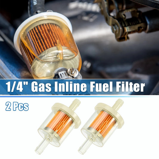 2pcs 1/4 Inch Gas Inline Fuel Filter 2.83x1.38 for Motorcycle ATV Orange