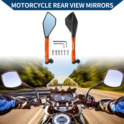 M8/M10 Motorcycle Rear View Mirrors Prismatic Shape Black Orange Aluminum Alloy