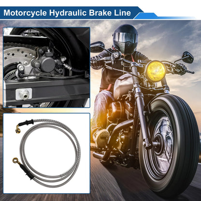 170cm Motorcycle Brake Clutch Oil Hose Line Silver Tone for Make Model